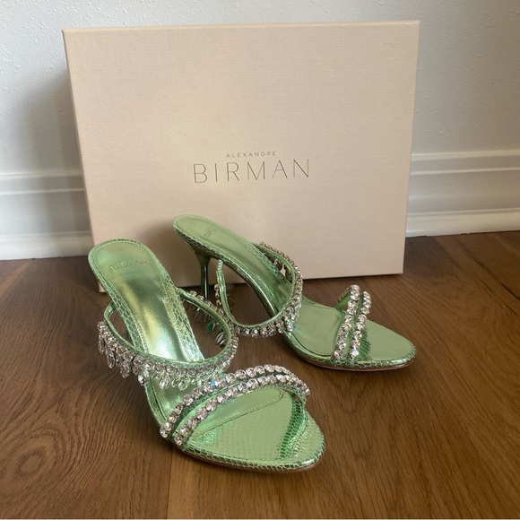 Alexandre Birman KARINA 85 MINT Green Heeled Sandals with Crystals  36/6 - Picture 2 of 12